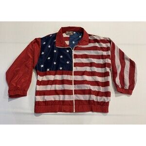 Vintage Argee Sports USA American Flag Windbreaker Patriotic Jacket Size XL H2